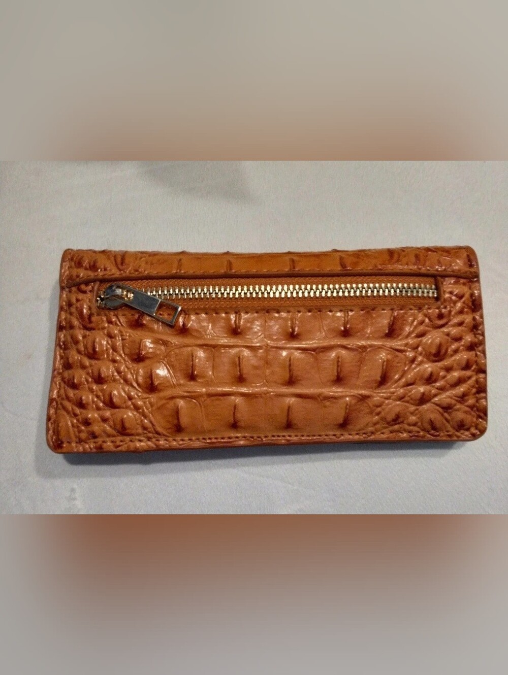 Green Brown Croc-Embossed Tote Bag with Matching Wallet - Picture 9 of 10